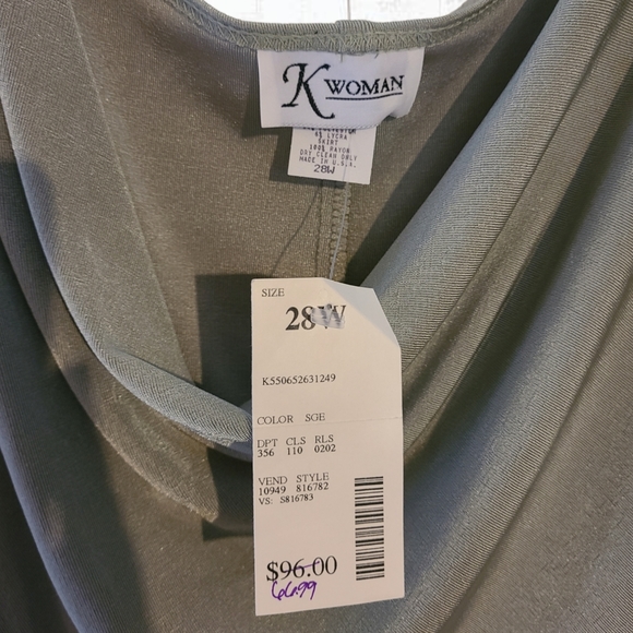K Woman Plus Size Sage Metalic Blouse NWT - Picture 4 of 6